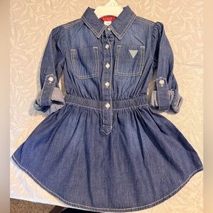 GUESS Girls' Denim Shirt Dress in Blue